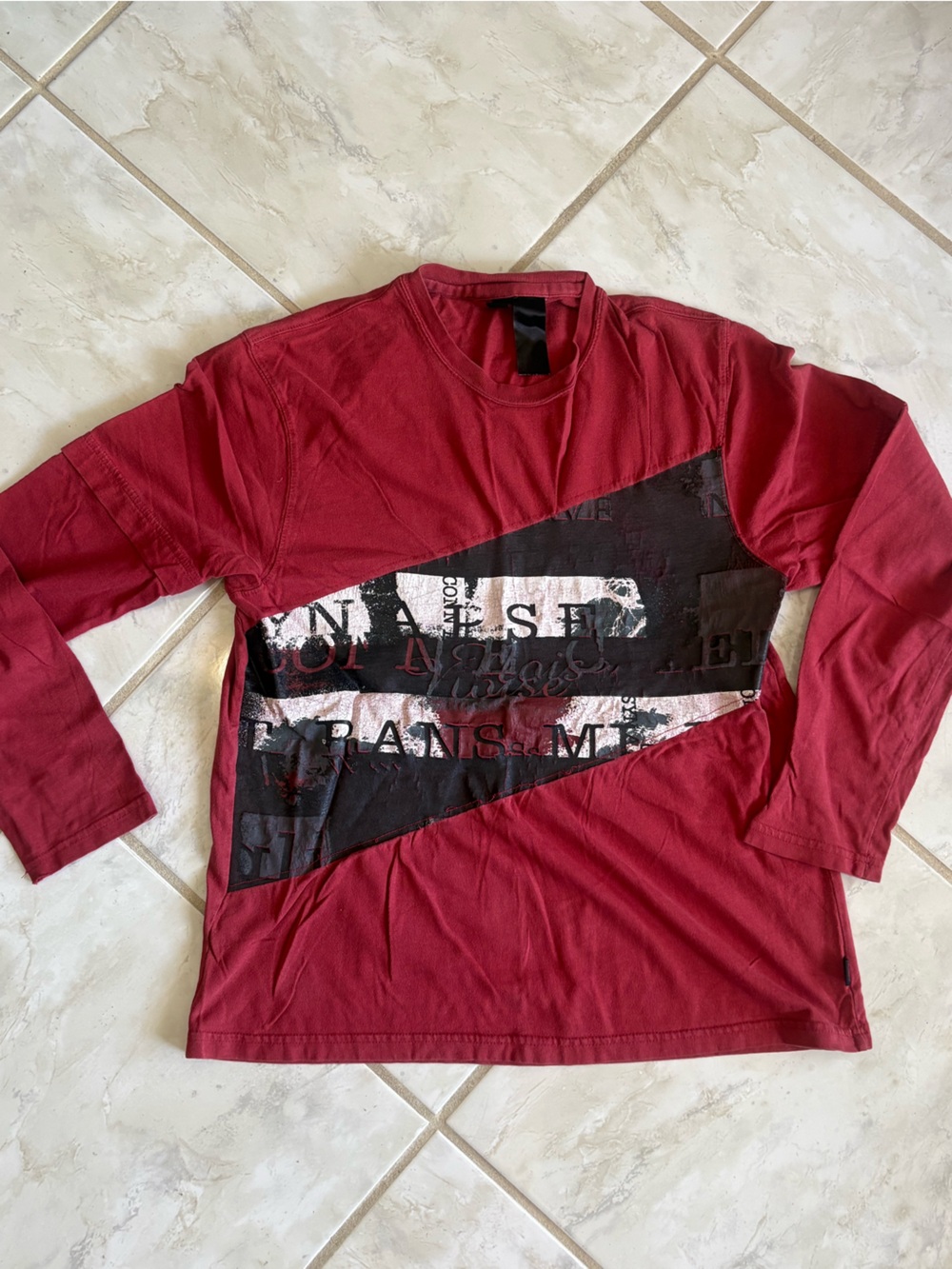 Men's Long Sleeve Graphic Tee - Red